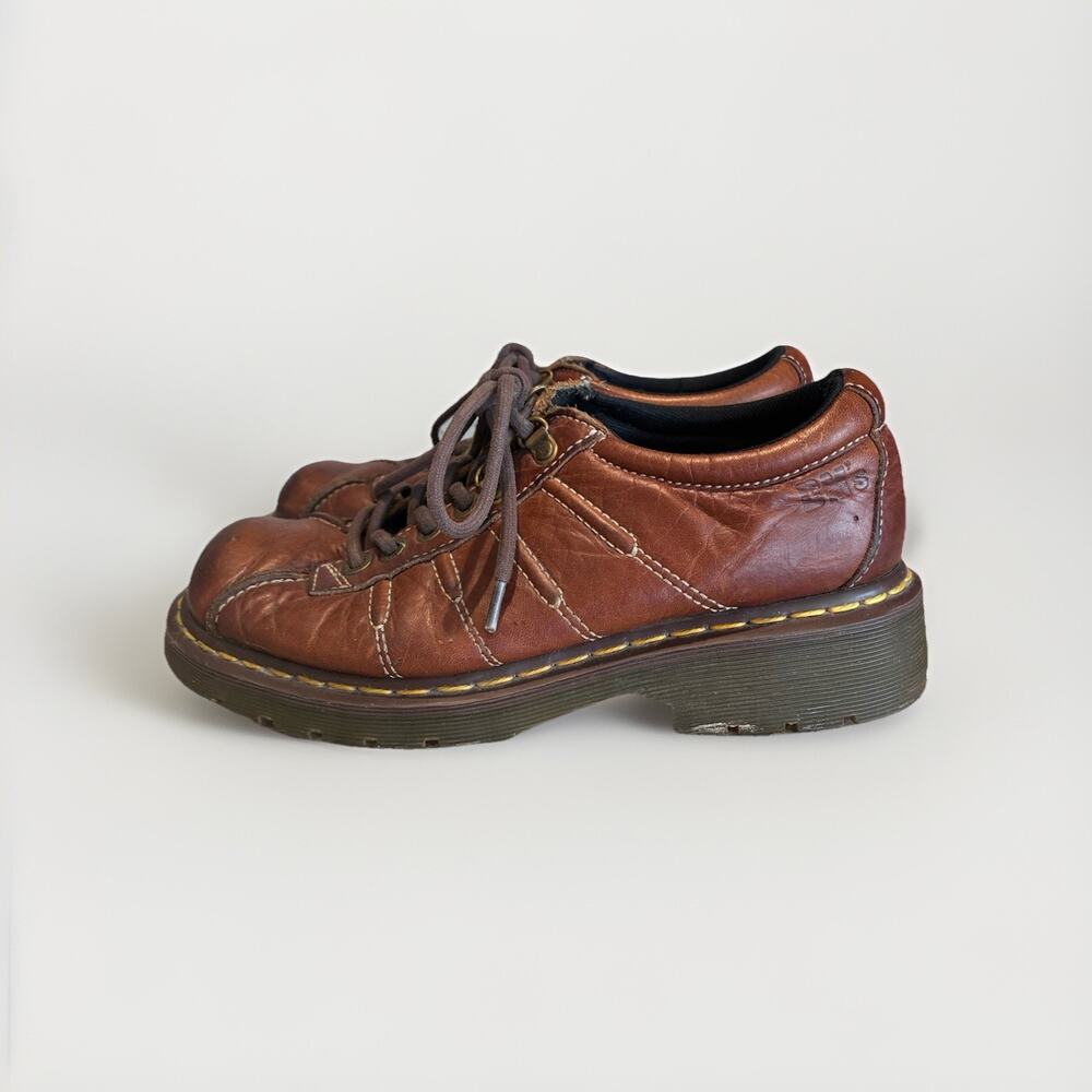 Dr. Martens 11306 Brown Leather Oxford Shoes Mens 8 Low Top Chunky Preppy AW004